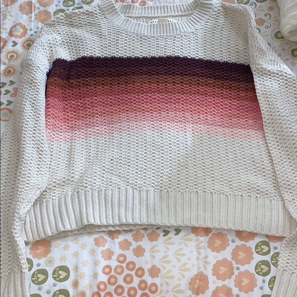 Aeropostale Cozy Pink and Cream Crew Neck Sweater